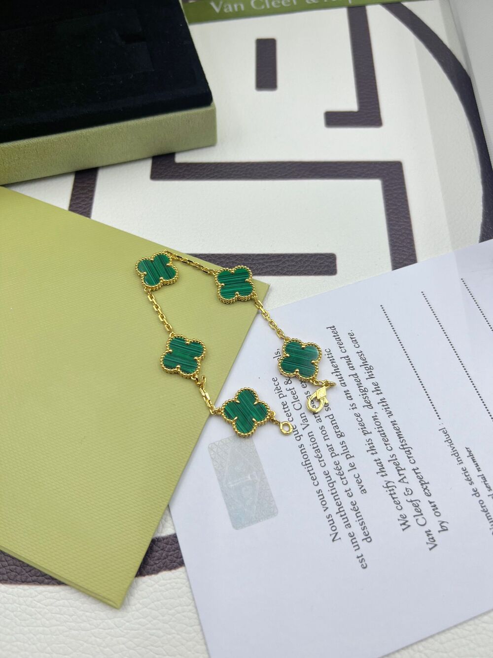 ✨Van Cleef & Arpels Vintage Alhambra 5 Motifs Malachite Bracelet